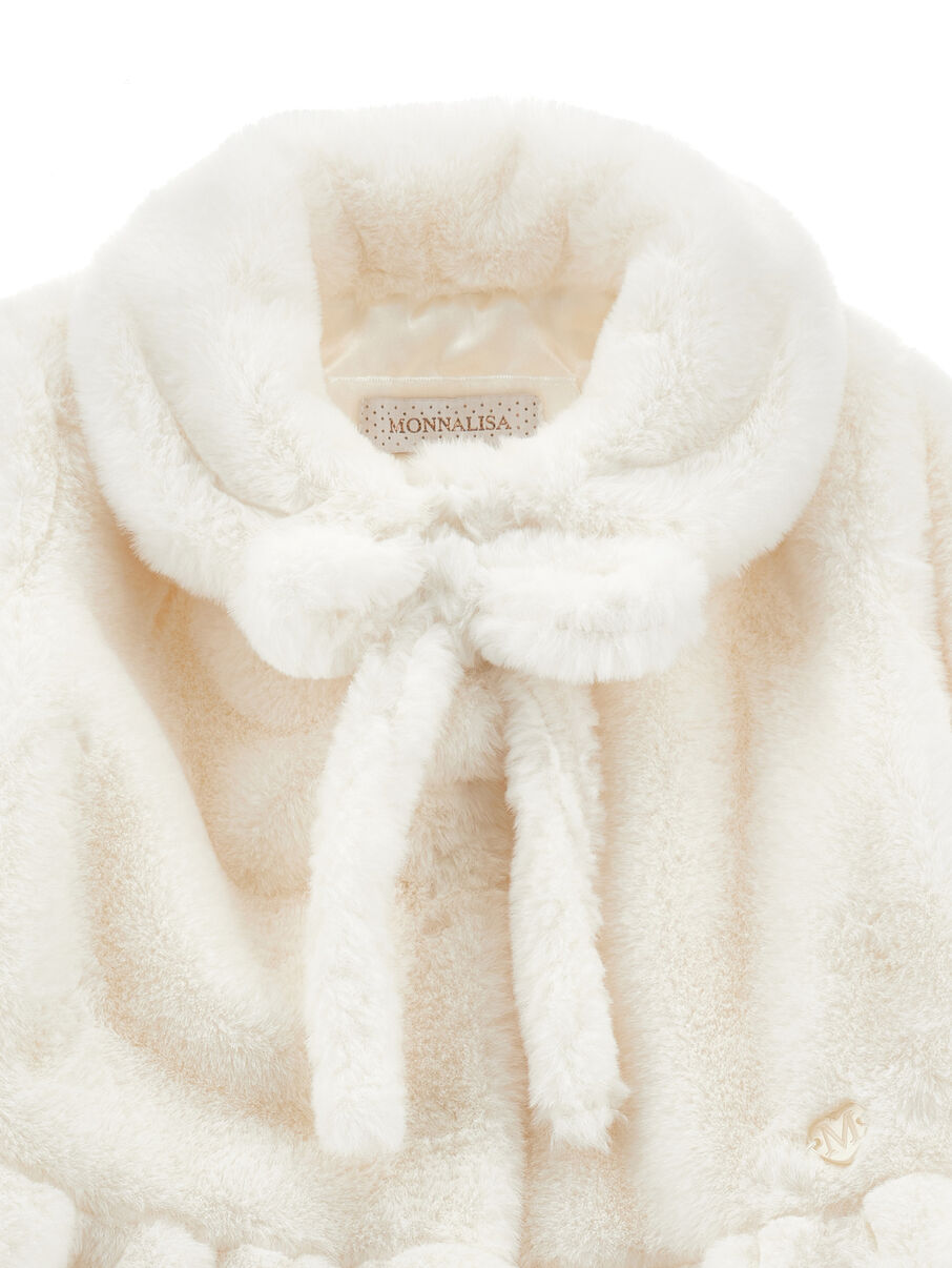 Monnalisa "Plüschjacke" mit Schleife - Creme