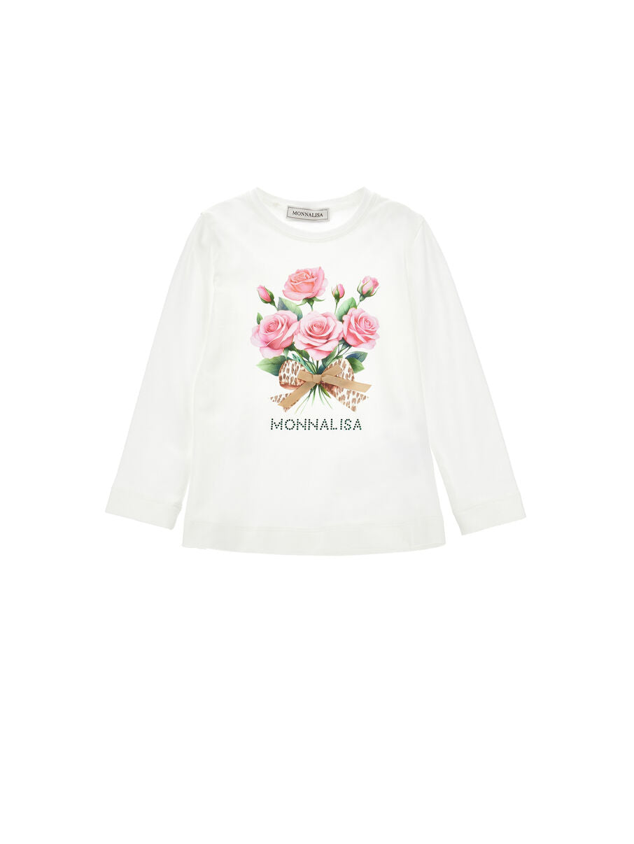 Monnalisa "Langarmshirt" mit Blumenstrauß und Schleife -