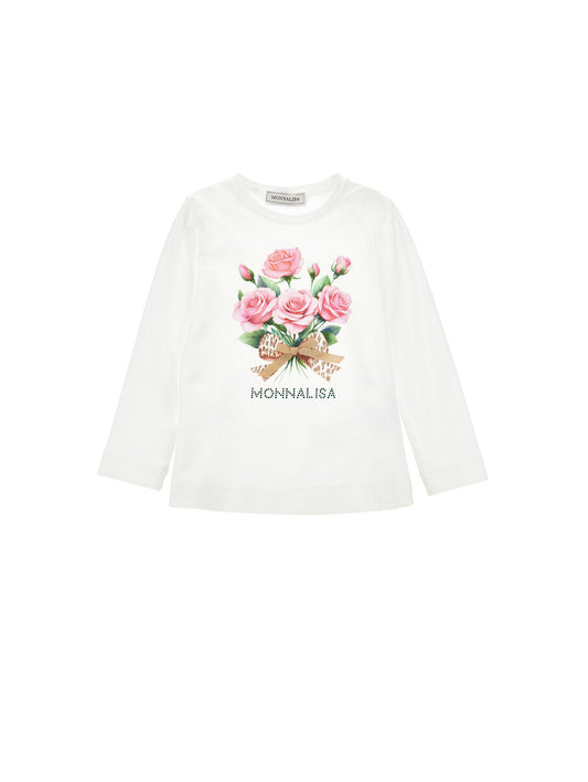 Monnalisa "Langarmshirt" mit Blumenstrauß und Schleife -