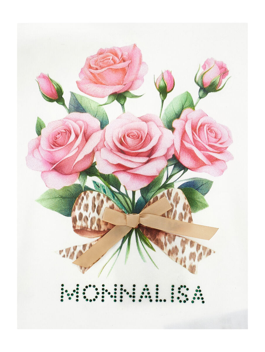 Monnalisa "Langarmshirt" mit Blumenstrauß und Schleife -