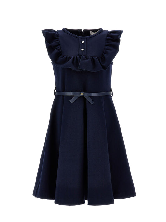 Monnalisa "Kleid" mit Rüsche und Schleife - Navy