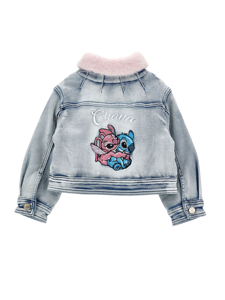 Monnalisa "Jeansjacke mit Strass" Blau/Rosa