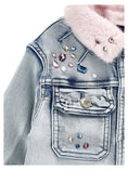 Bild in Galerie-Betrachter laden, Monnalisa "Jeansjacke mit Strass" Blau/Rosa
