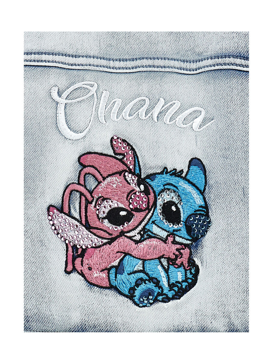 Monnalisa "Jeansjacke mit Strass" Blau/Rosa