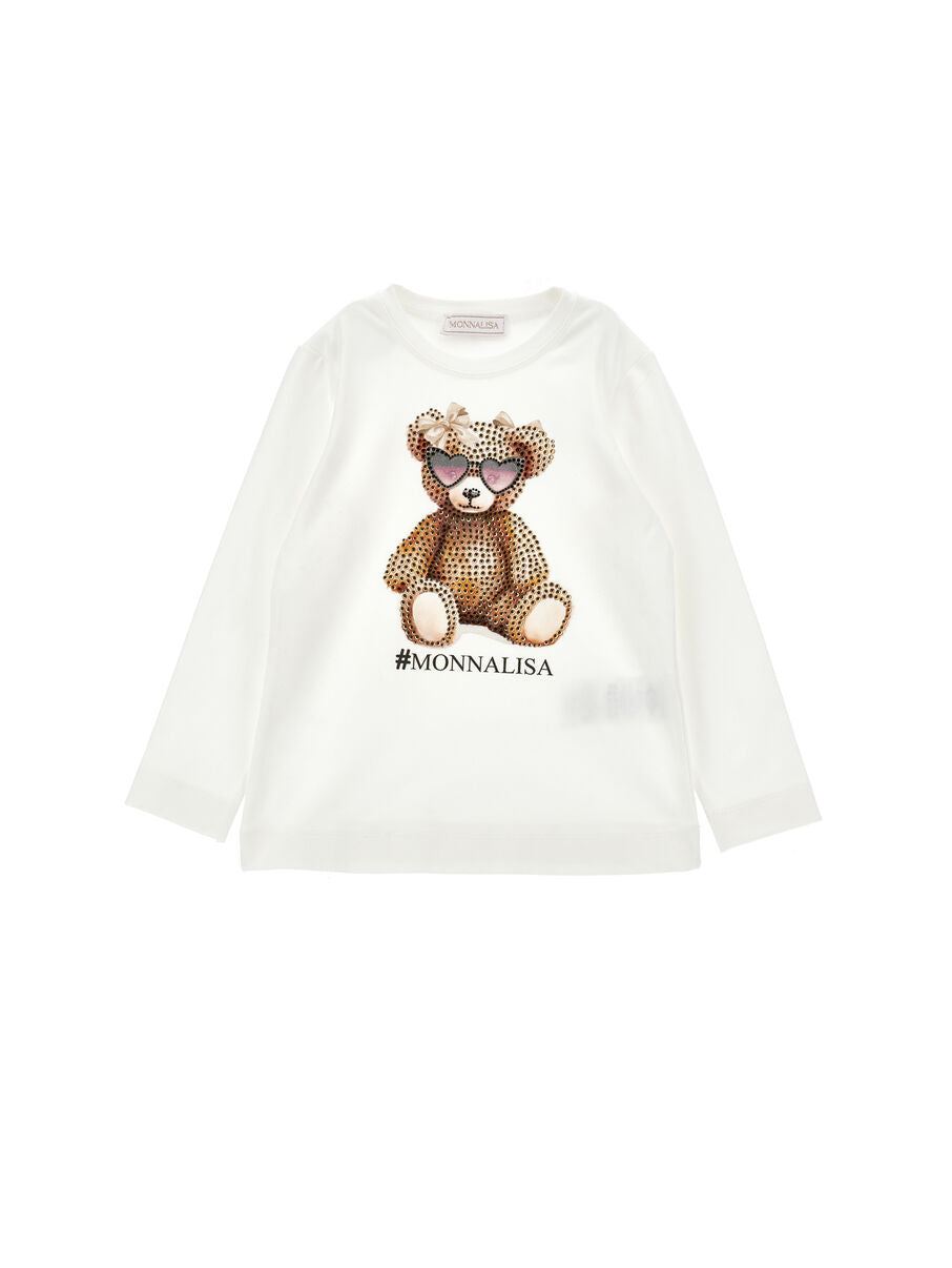 Monnalisa "Langarmshirt" mit Teddybär und Strass