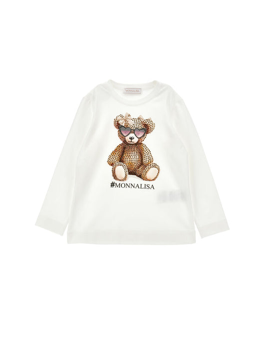 Monnalisa "Langarmshirt" mit Teddybär und Strass