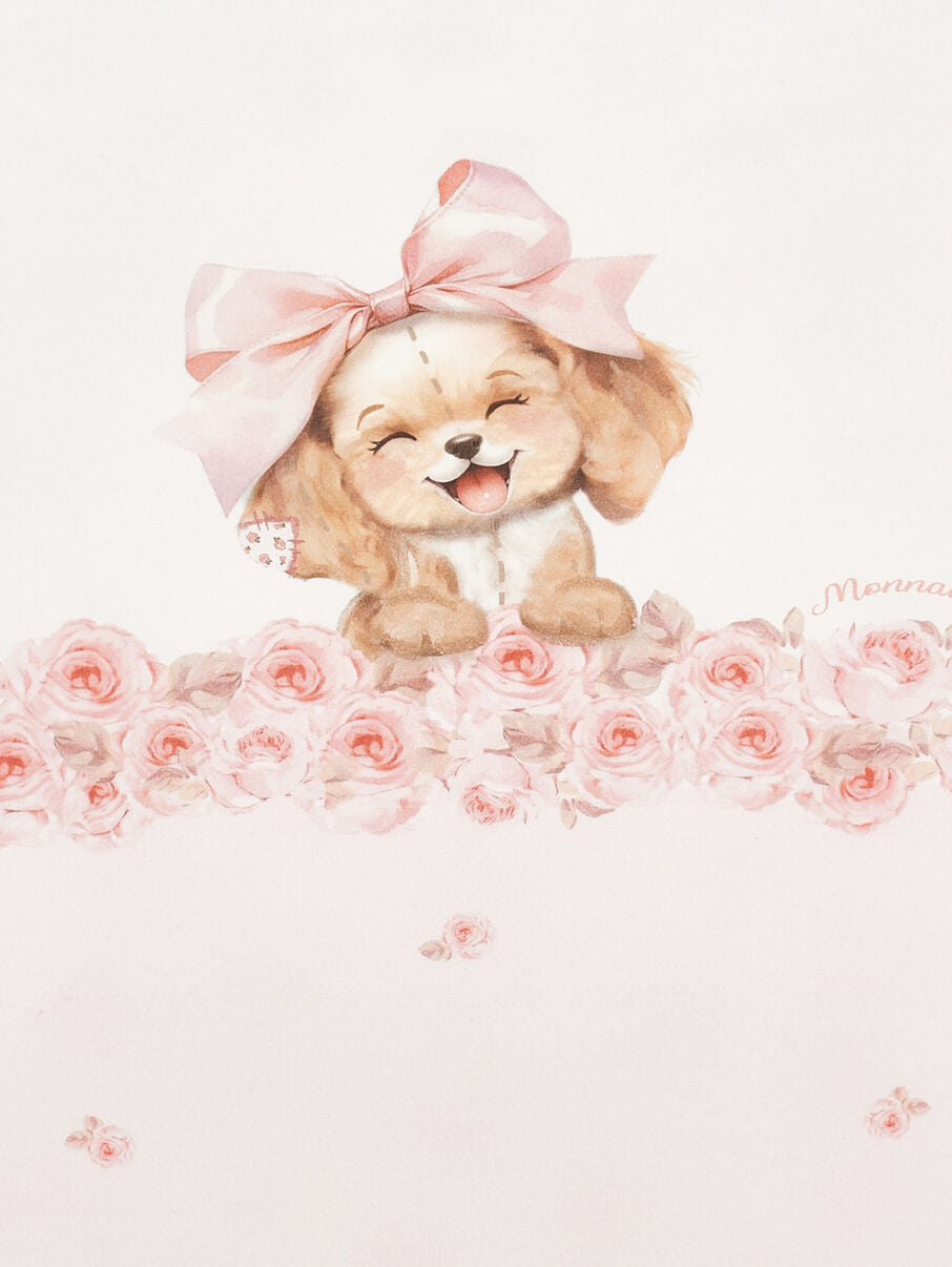 Monnalisa "Baby-Decke mit Hund und Schleifen" - Creme/Rosa
