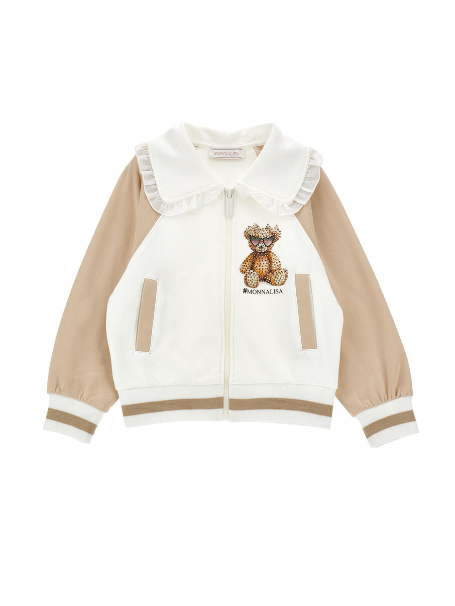 Monnalisa "Sweatjacke" mit Bärchen - Weiss/Beige