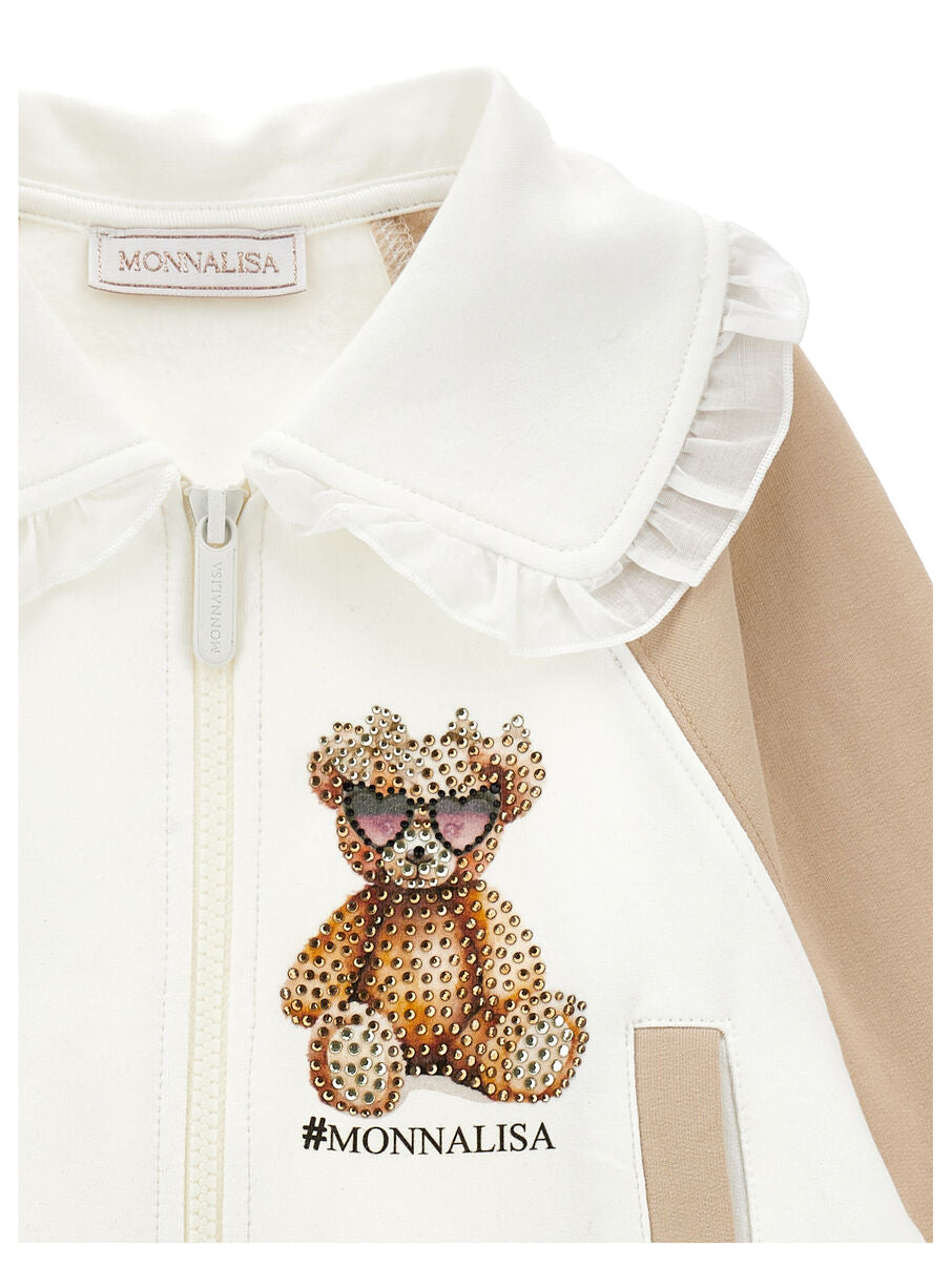Monnalisa "Sweatjacke" mit Bärchen - Weiss/Beige