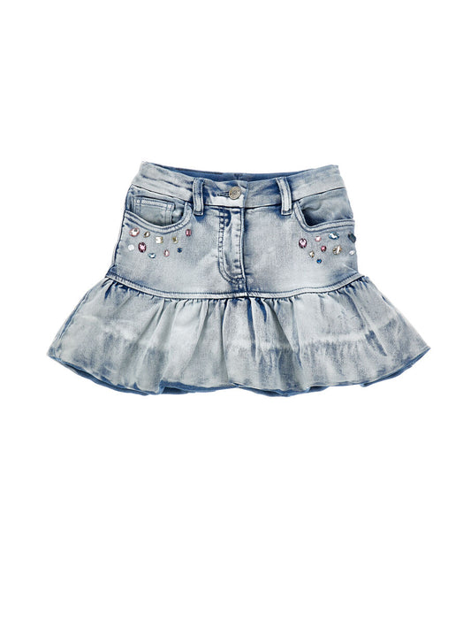 Monnalisa "Jeans-Minirock mit Strass-Stitch-Print