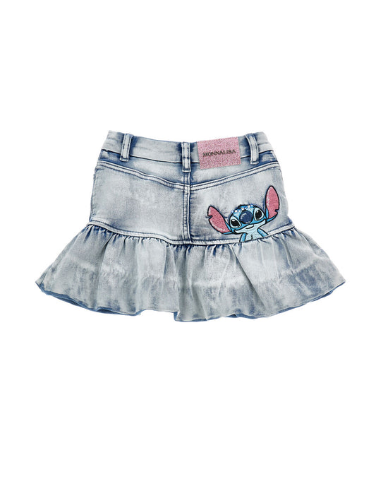 Monnalisa "Jeans-Minirock mit Strass-Stitch-Print