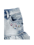 Bild in Galerie-Betrachter laden, Monnalisa "Jeans-Minirock mit Strass-Stitch-Print
