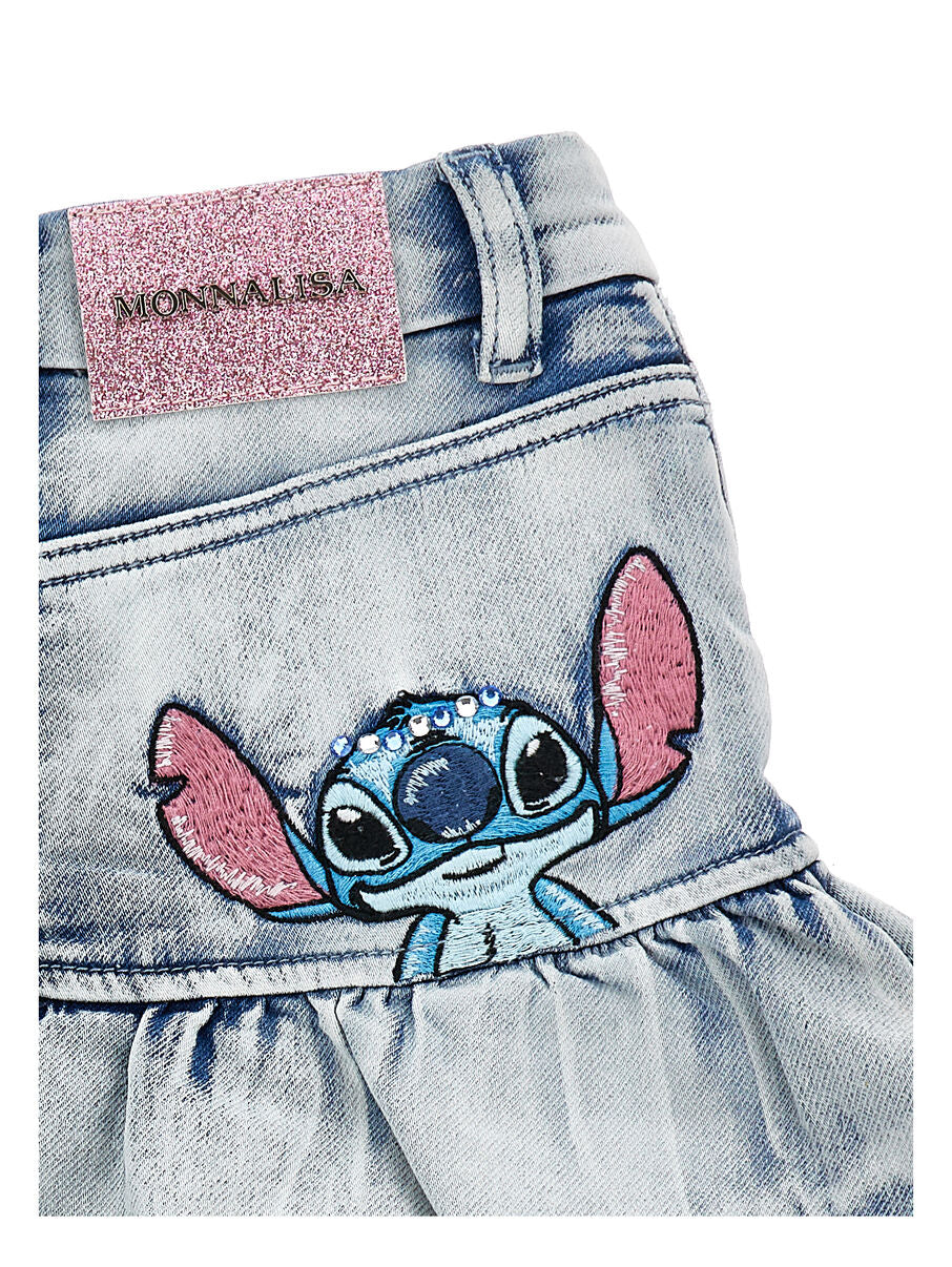 Monnalisa "Jeans-Minirock mit Strass-Stitch-Print