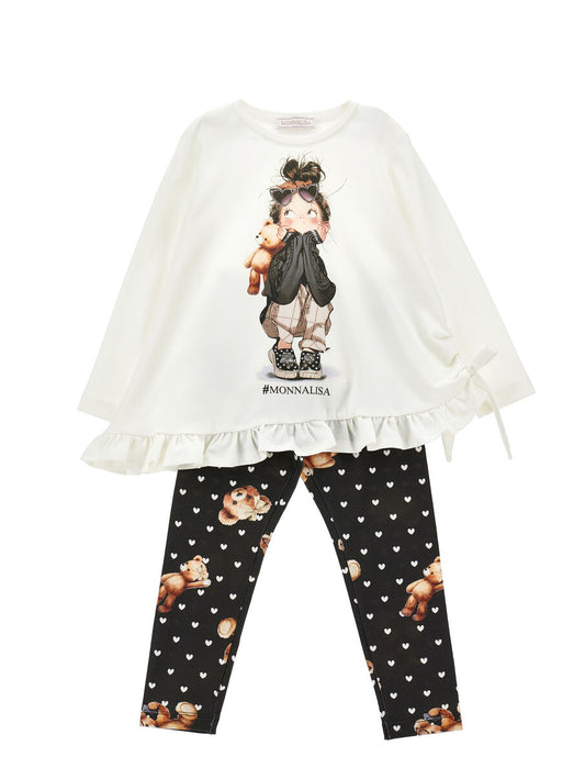Monnalisa Set "Langarmshirt ausgestellt mit Leggings"