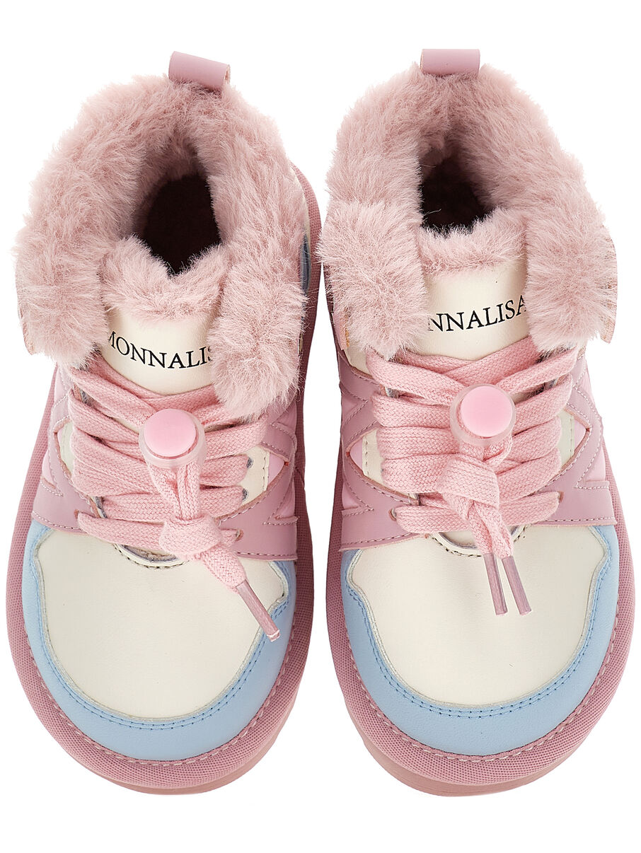Monnalisa "Sneaker" mit Pelz - Blau/Rosa