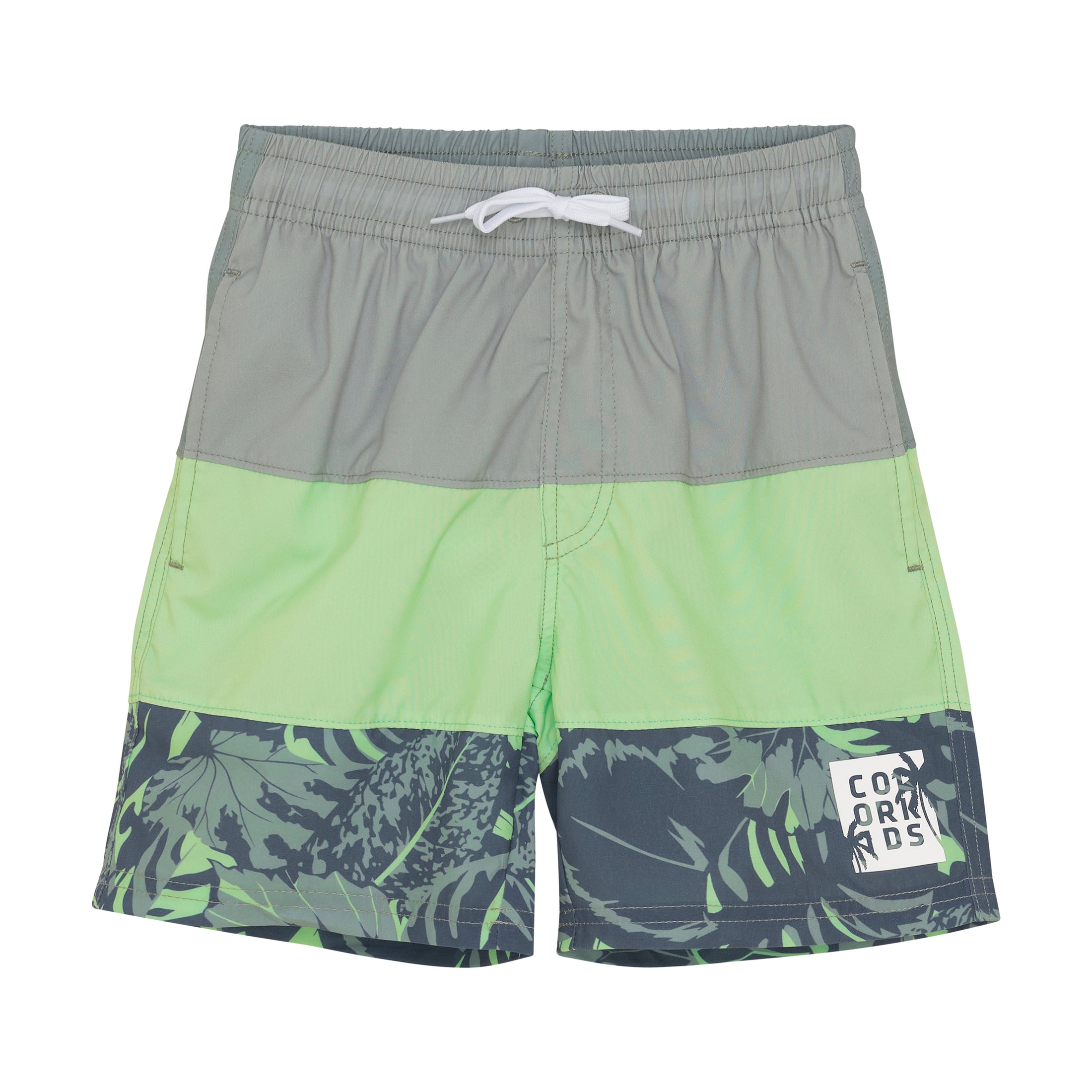 Color Kids "Schwimm Shorts lang" Blockstreifen - Green Ash