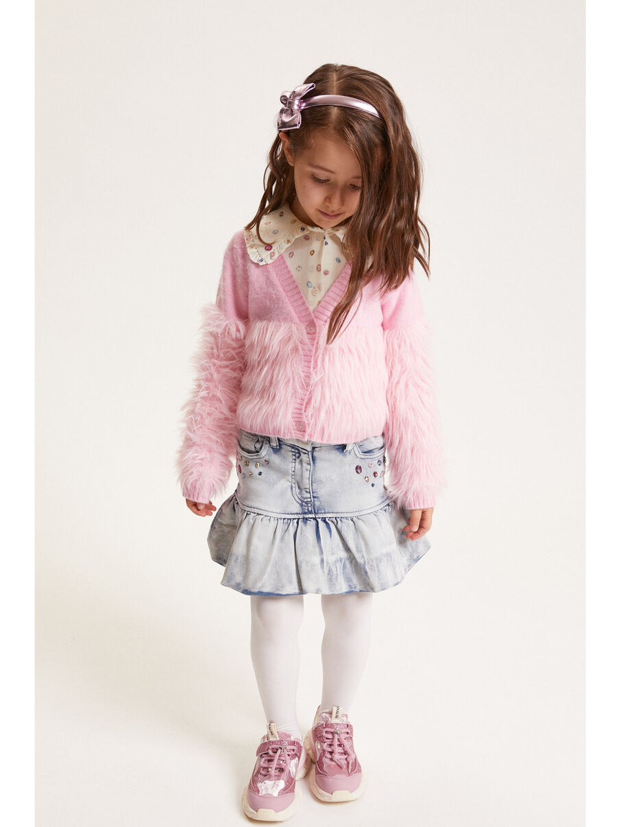 Monnalisa "Jeans-Minirock mit Strass-Stitch-Print