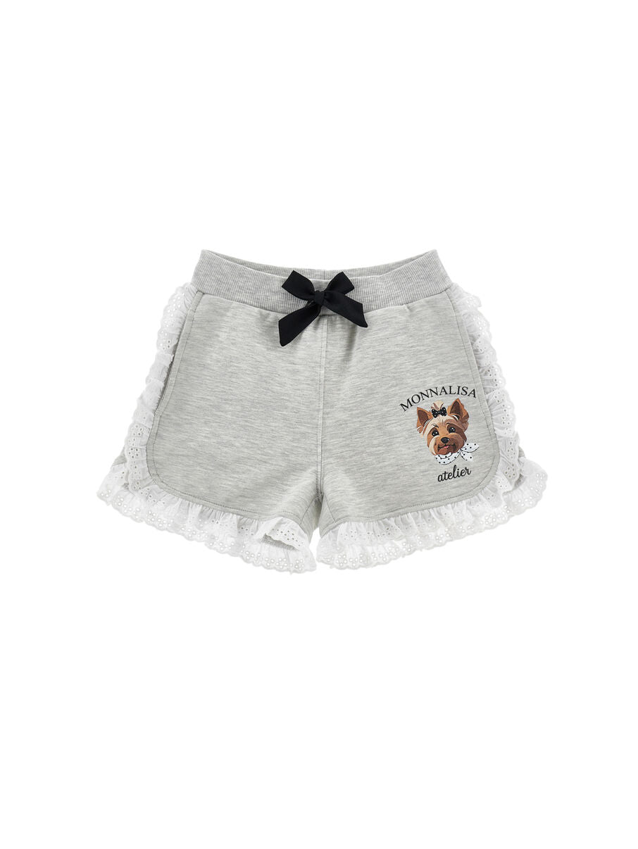 Monnalisa Shorts mit Sangallo-Rüschen - Grau