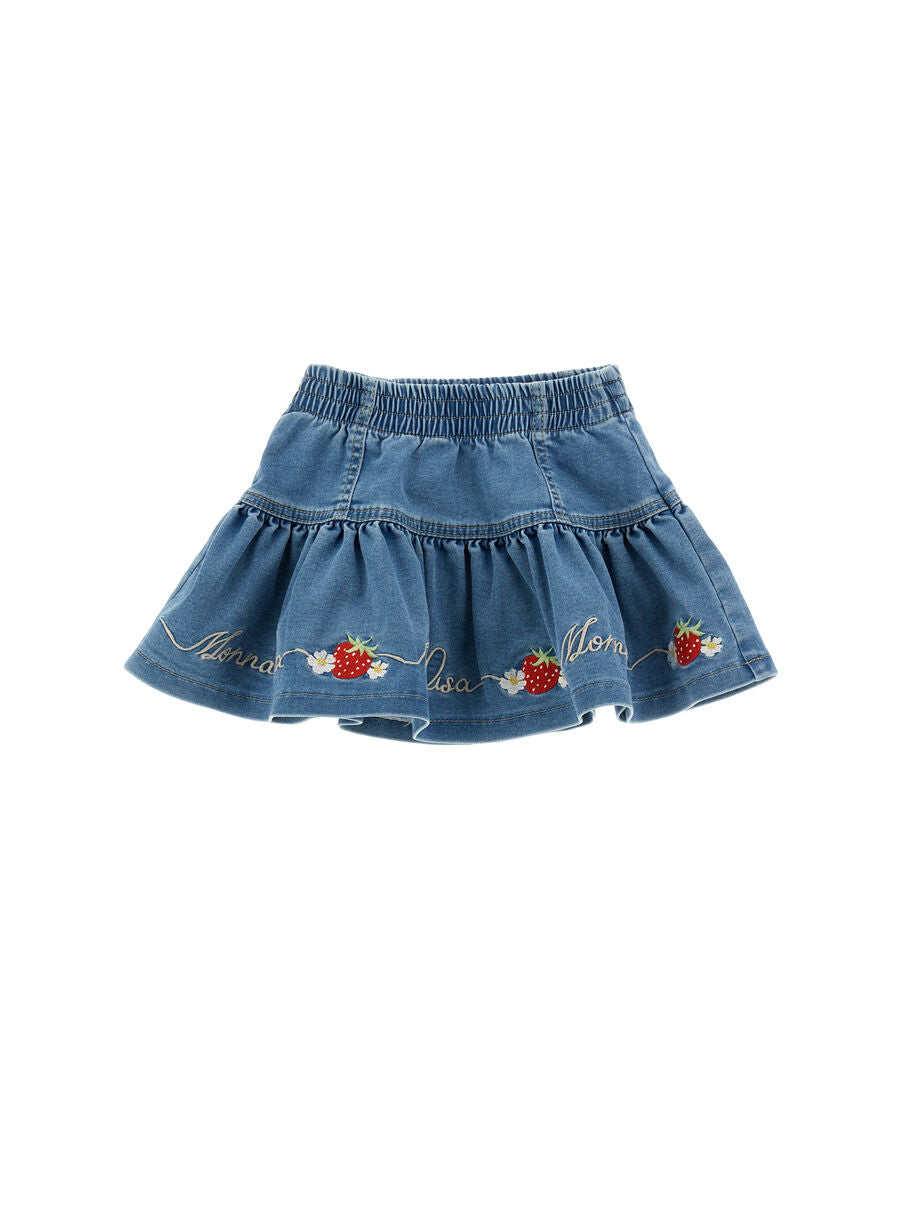 Monnalisa Jeansrock mit Schriftzug und Erdbeere