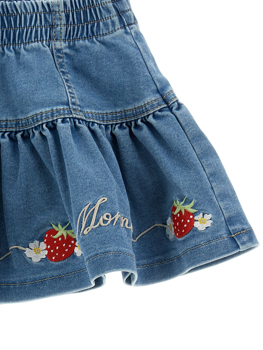 Monnalisa Jeansrock mit Schriftzug und Erdbeere