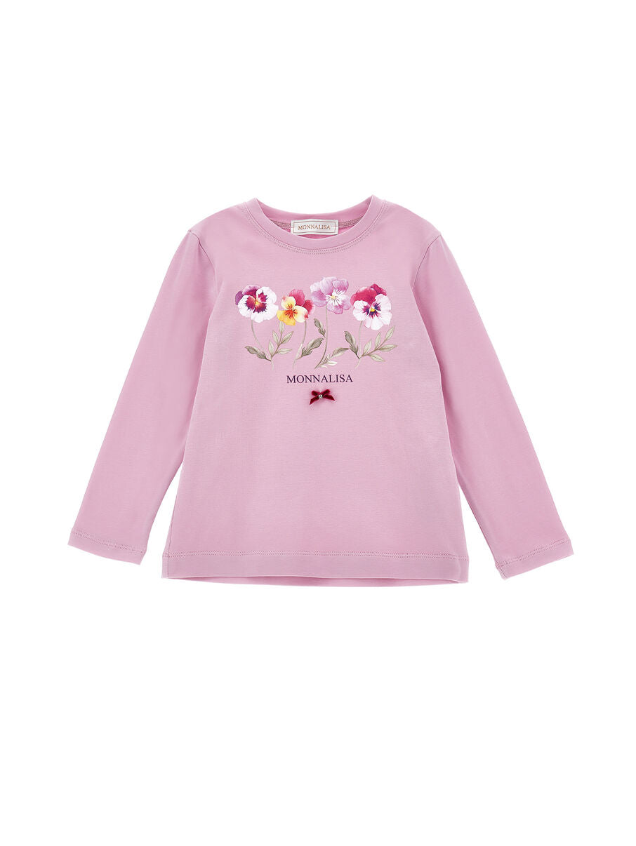 Monnalisa Blumenschleifen-T-Shirt