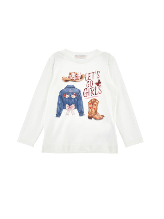 Monnalisa Cowgirl-T-Shirt mit Verzierungen