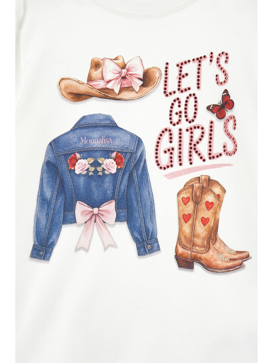 Monnalisa Cowgirl-T-Shirt mit Verzierungen