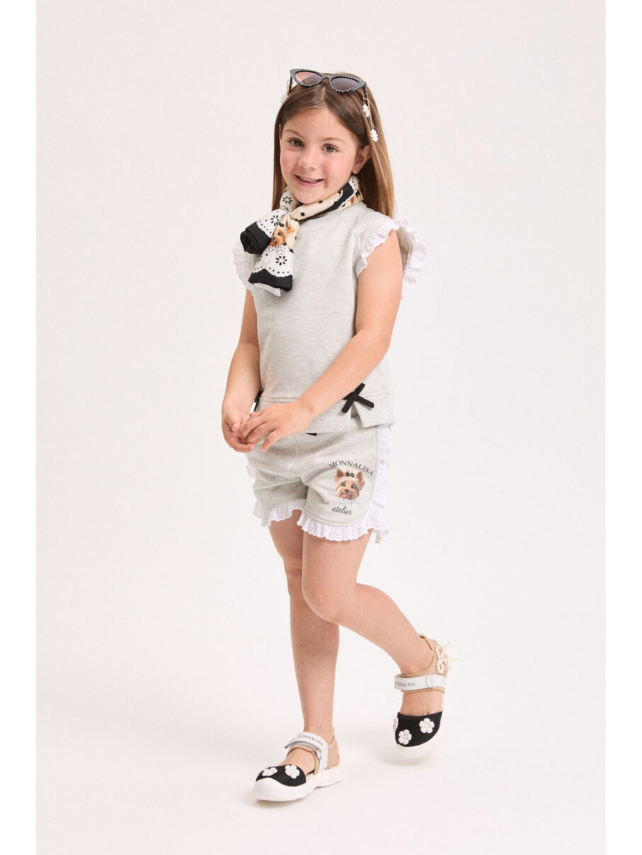 Monnalisa Shorts mit Sangallo-Rüschen - Grau