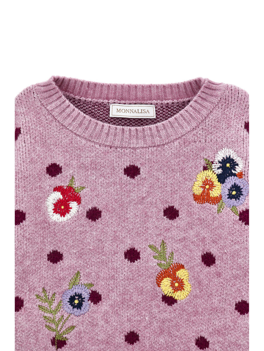 Monnalisa Jacquard-Pullover mit Blumenmuster