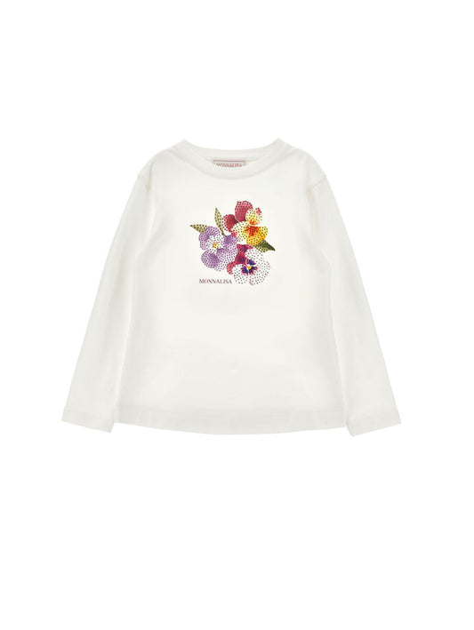 Monnalisa Strassblumen-T-Shirt