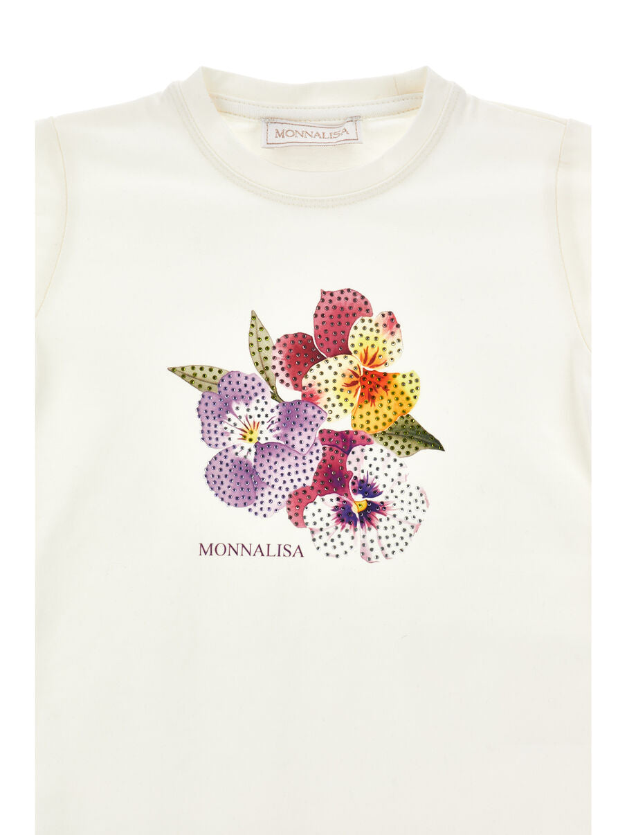 Monnalisa Strassblumen-T-Shirt