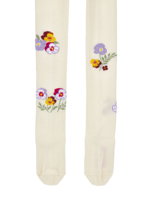 Monnalisa Strumpfhose mit Blumenstickerei
