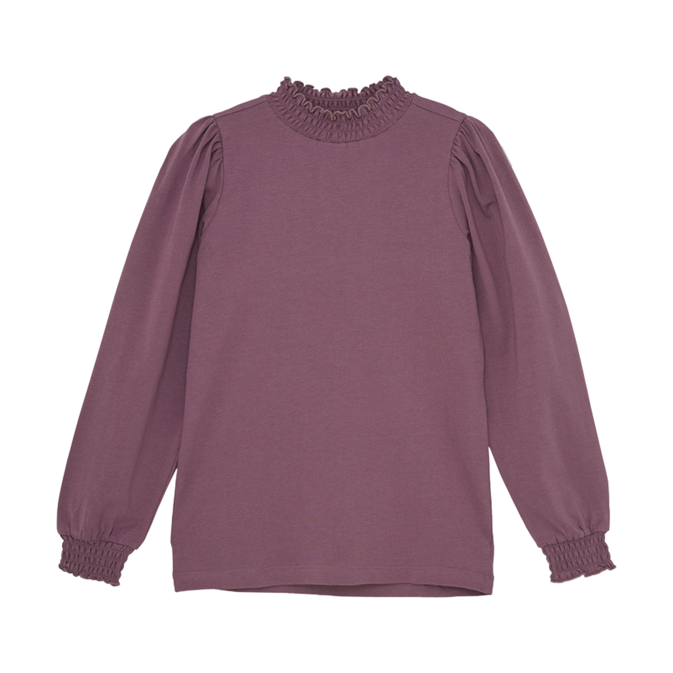 Creamie Langarmshirt mit gerafftem Stehkragen