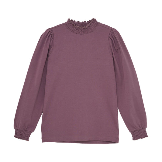 Creamie Langarmshirt mit gerafftem Stehkragen