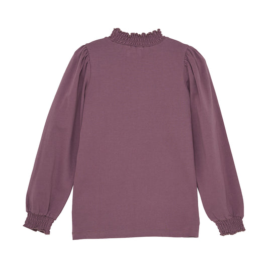 Creamie Langarmshirt mit gerafftem Stehkragen
