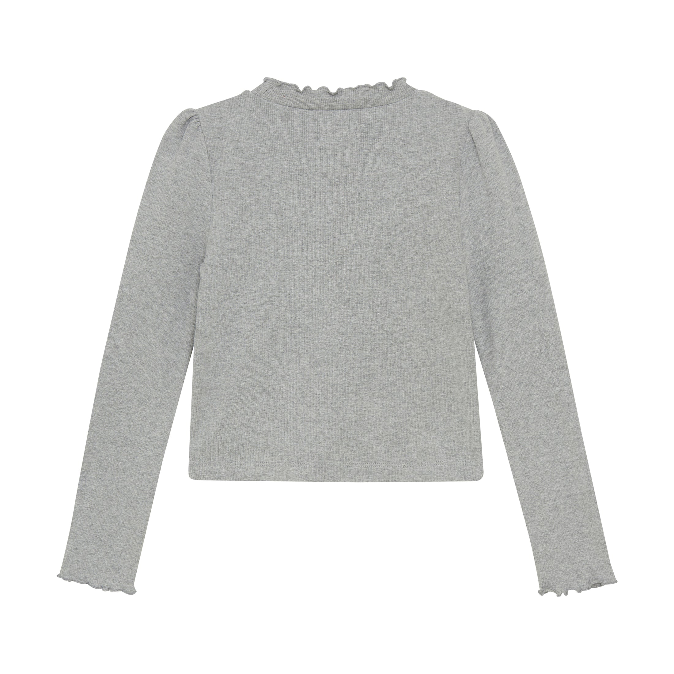 Creamie "T-Shirt langarm Rib mit Glitzer-Steinchen" - Light Grey Melange