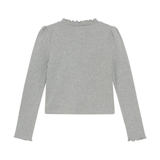 Creamie "T-Shirt langarm Rib mit Glitzer-Steinchen" - Light Grey Melange