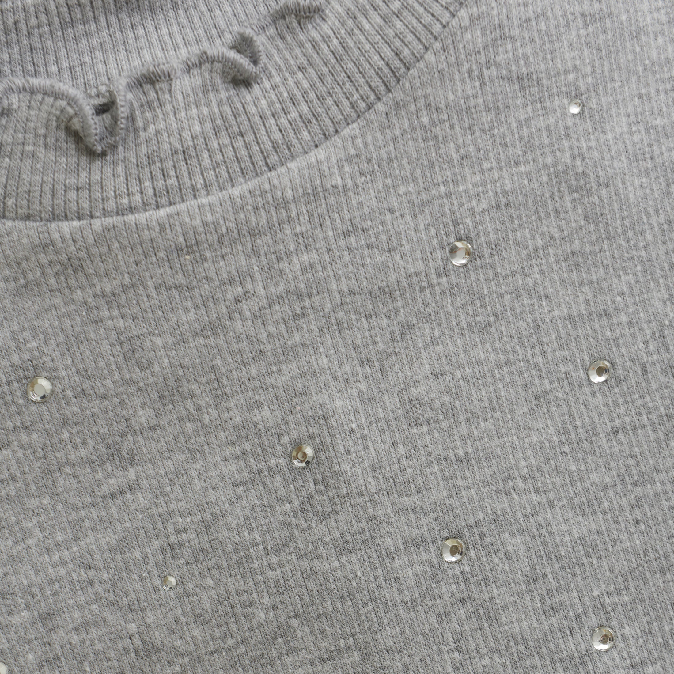 Creamie "T-Shirt langarm Rib mit Glitzer-Steinchen" - Light Grey Melange