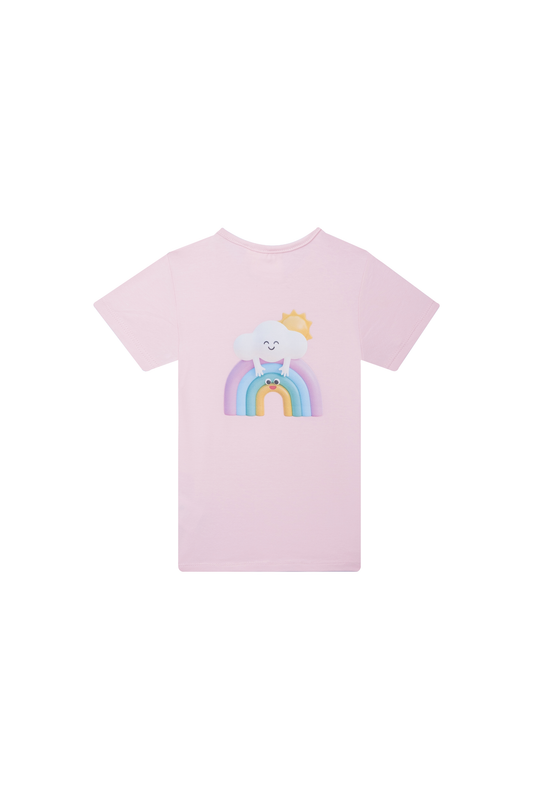 Someone "T-Shirt Becca" mit süßem Rückenprint (Regenbogen) - Rosa