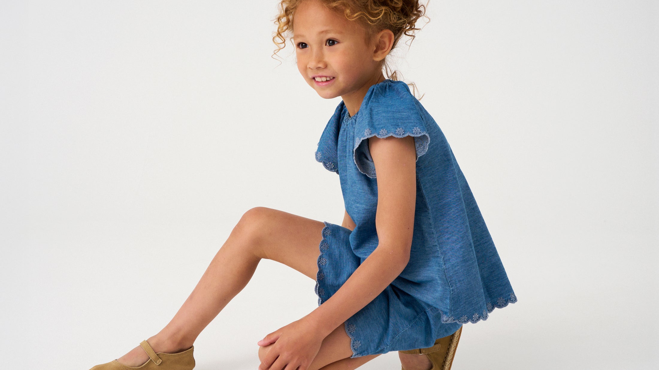 Minymo Tunika mit Stickerei - Faded Denim