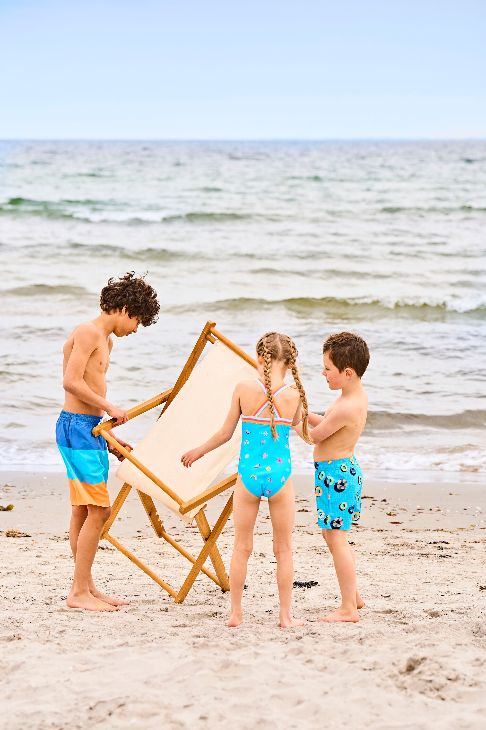 Color Kids "Schwimm Shorts lang" Blockstreifen - River Blue