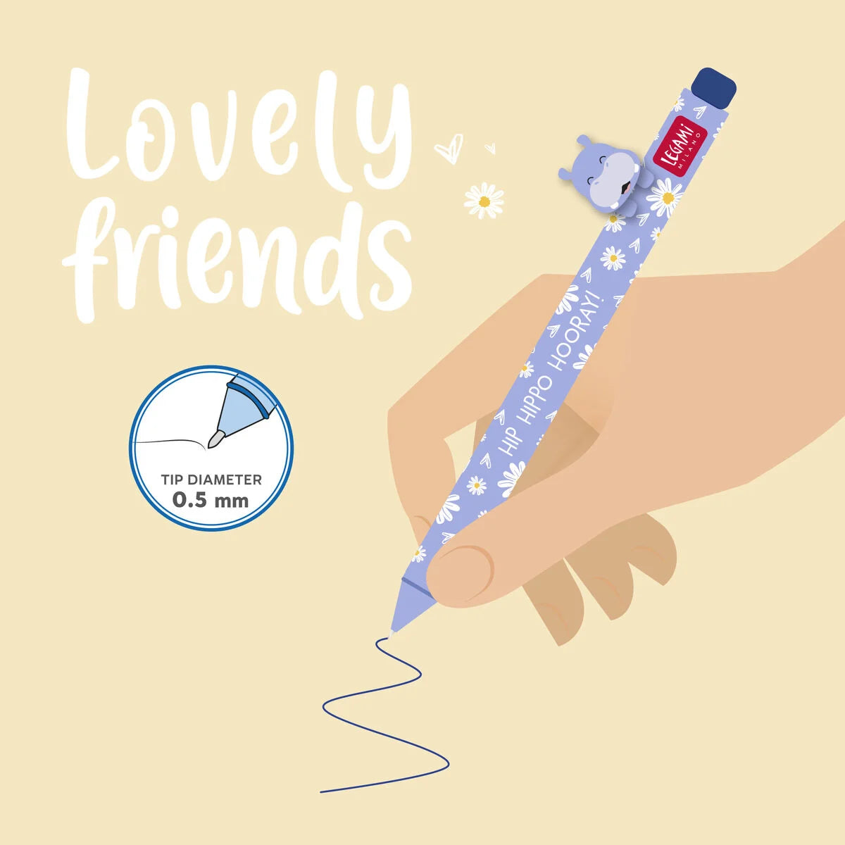 Gelstift mit Deko-Tierchen Hippo „Hip Hippo Hooray“ - Lovely Friends
