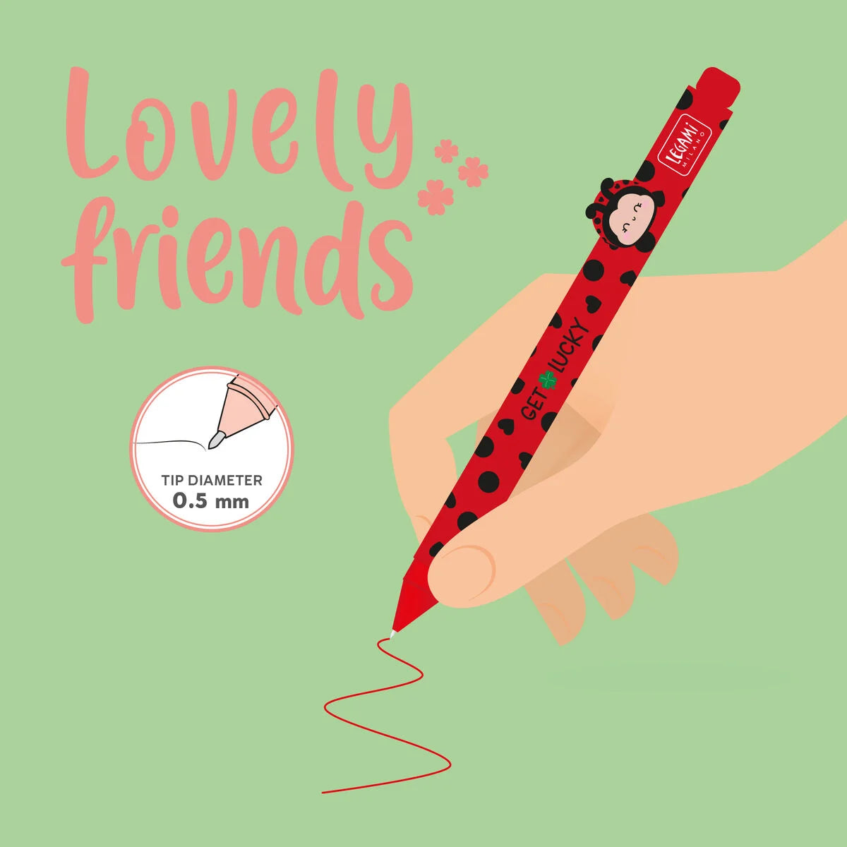 Legami Gelstift mit Deko-Tierchen Ladybug „Get Lucky“ - Lovely Friends