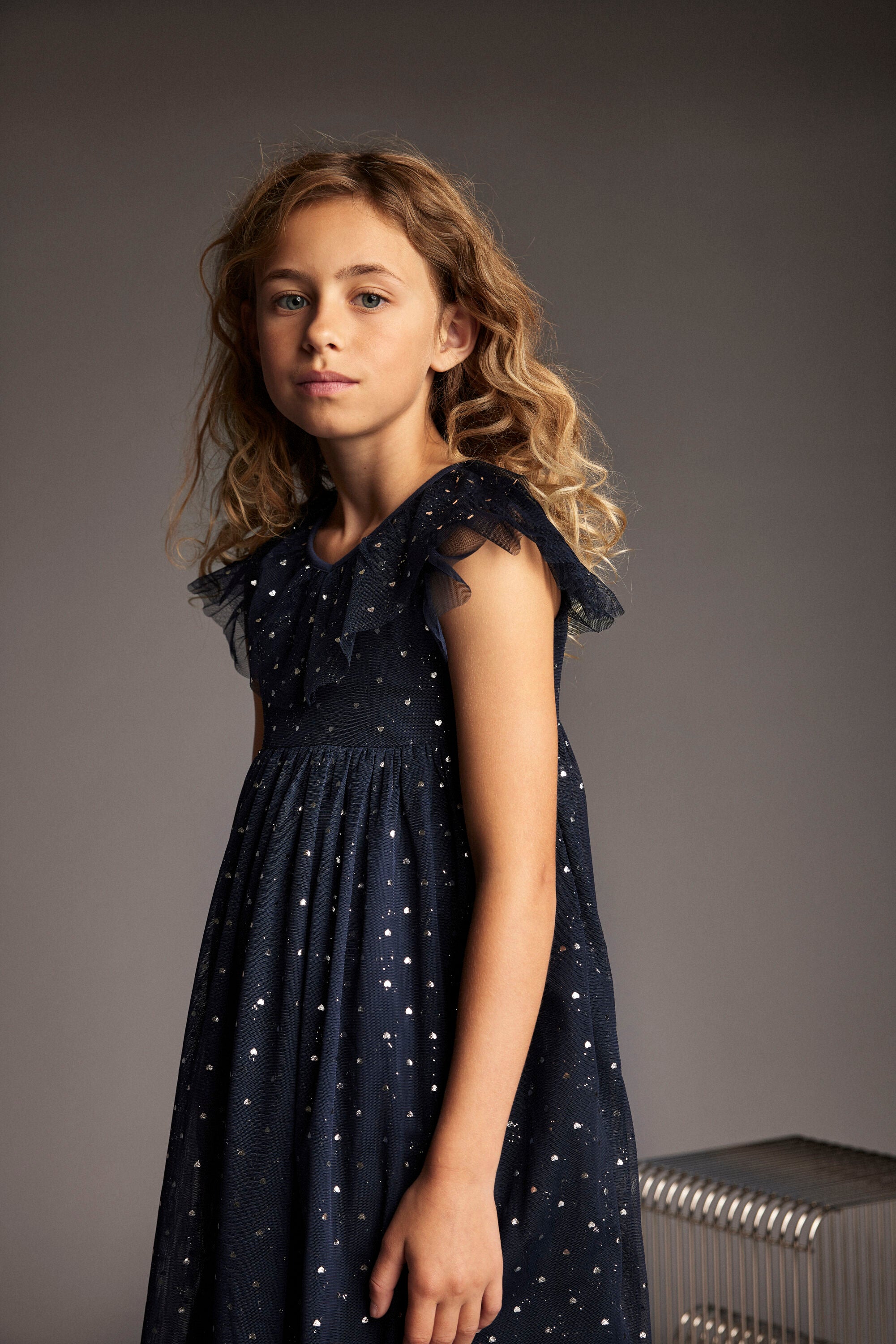 Creamie "Kleid Mesh aus Tüll und mit Herzchen" - Black Iris