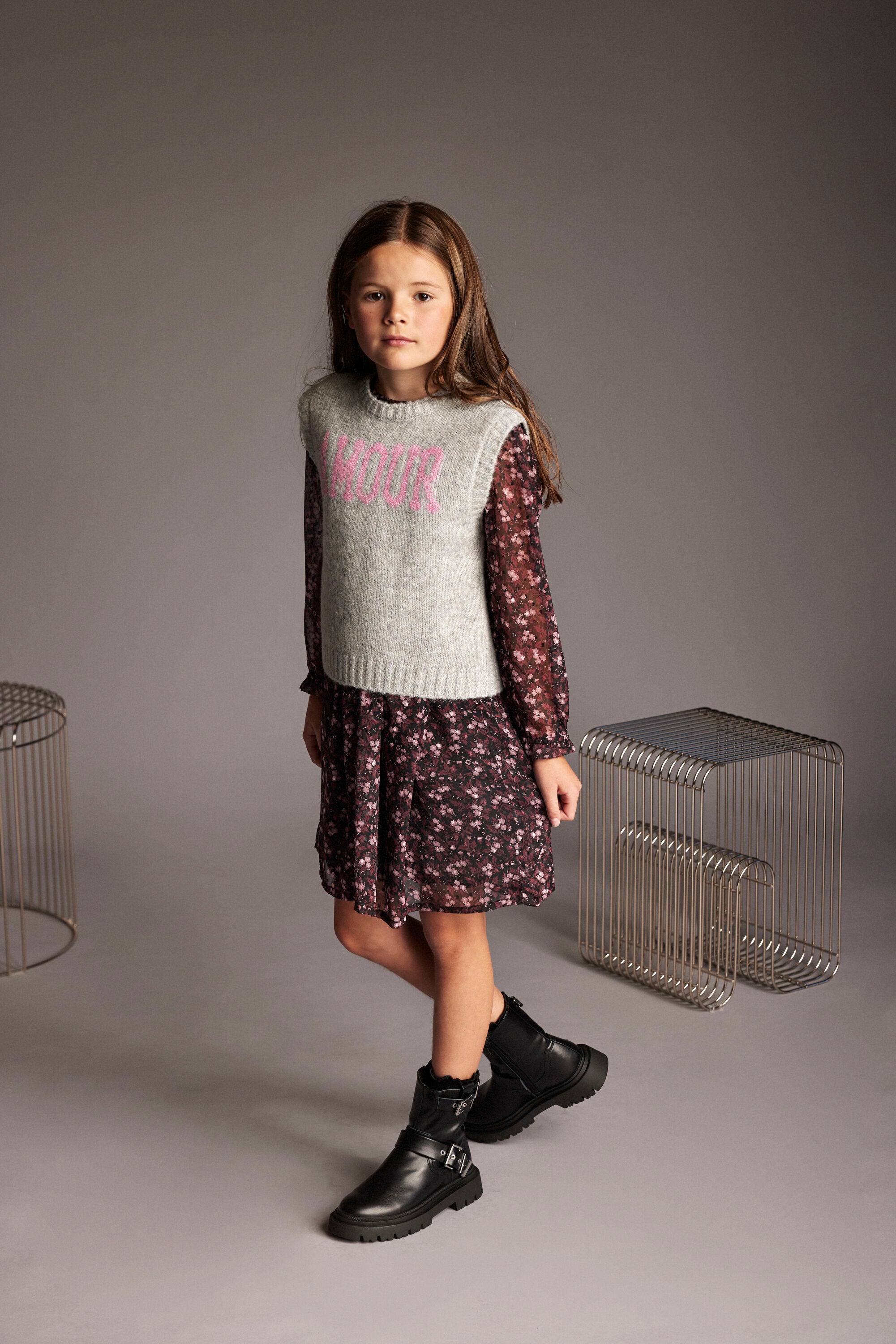 Creamie "Pullunder mit Amour Druck" - Light Grey Melange