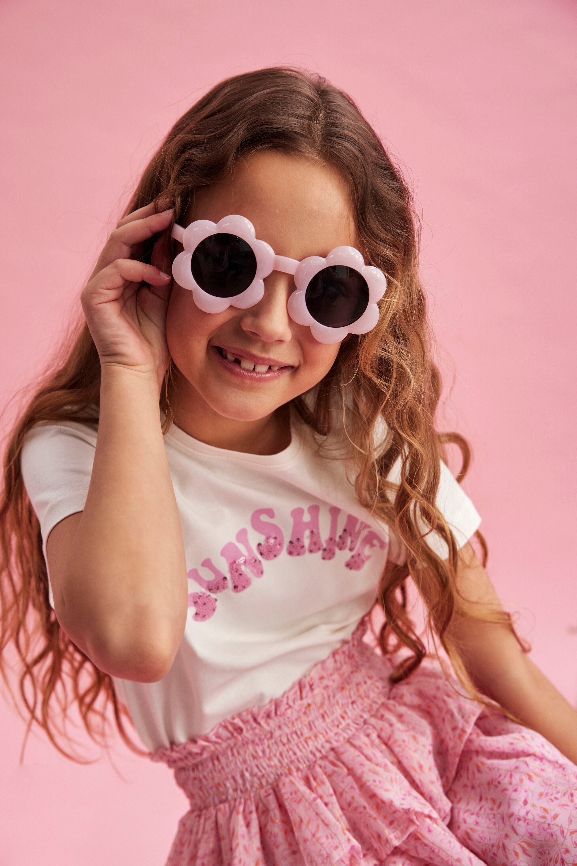 Creamie "T-Shirt" mit Sunshine Druck und Pailletten - Cloud