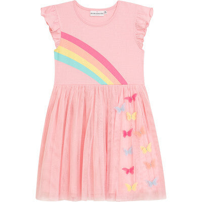 Danamade Kleid "Palmira" Rosa mit bunten Schmetterlingen