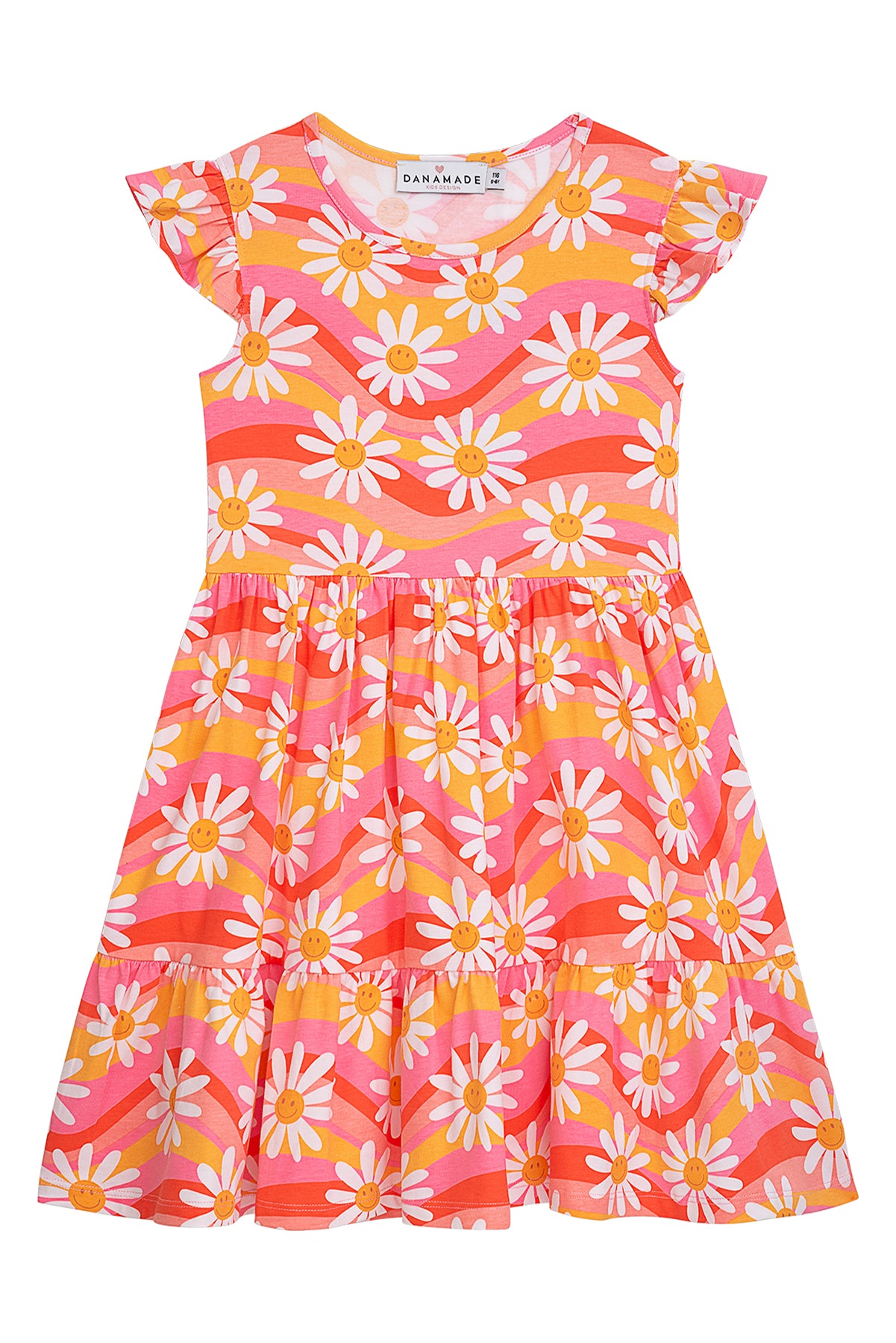 Danamade Kleid Emmy mit einem Allover Druck - Yellow