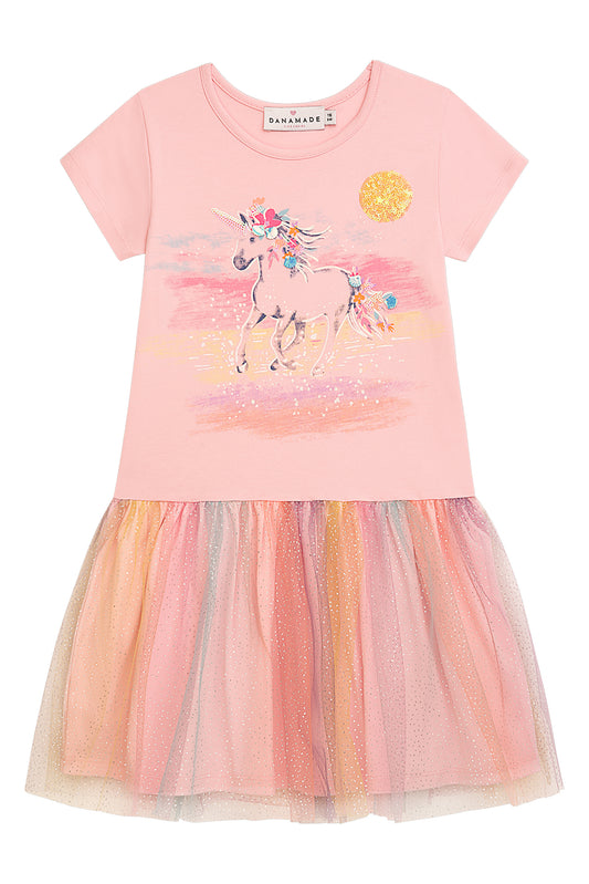 Danamade Kleid Jana mit Tüll und Druck - Rose
