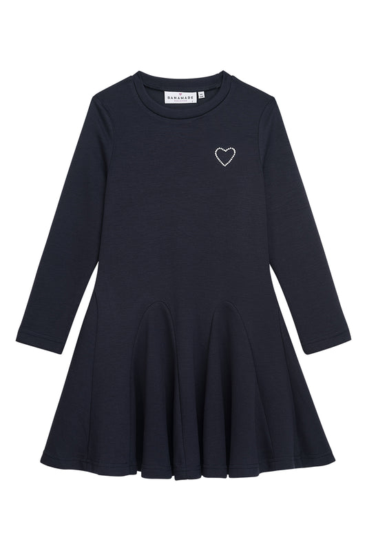 Danamade Kleid langarm mit kleinem Herzchen - Navy
